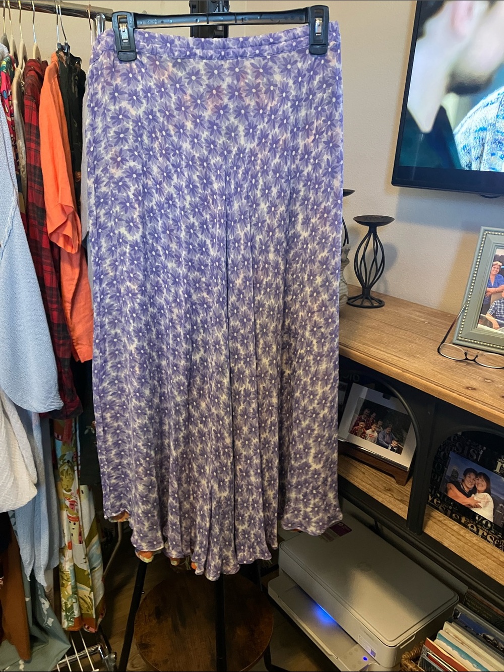 Coldwater Creek Lavender reversible Floral Maxi Skirt